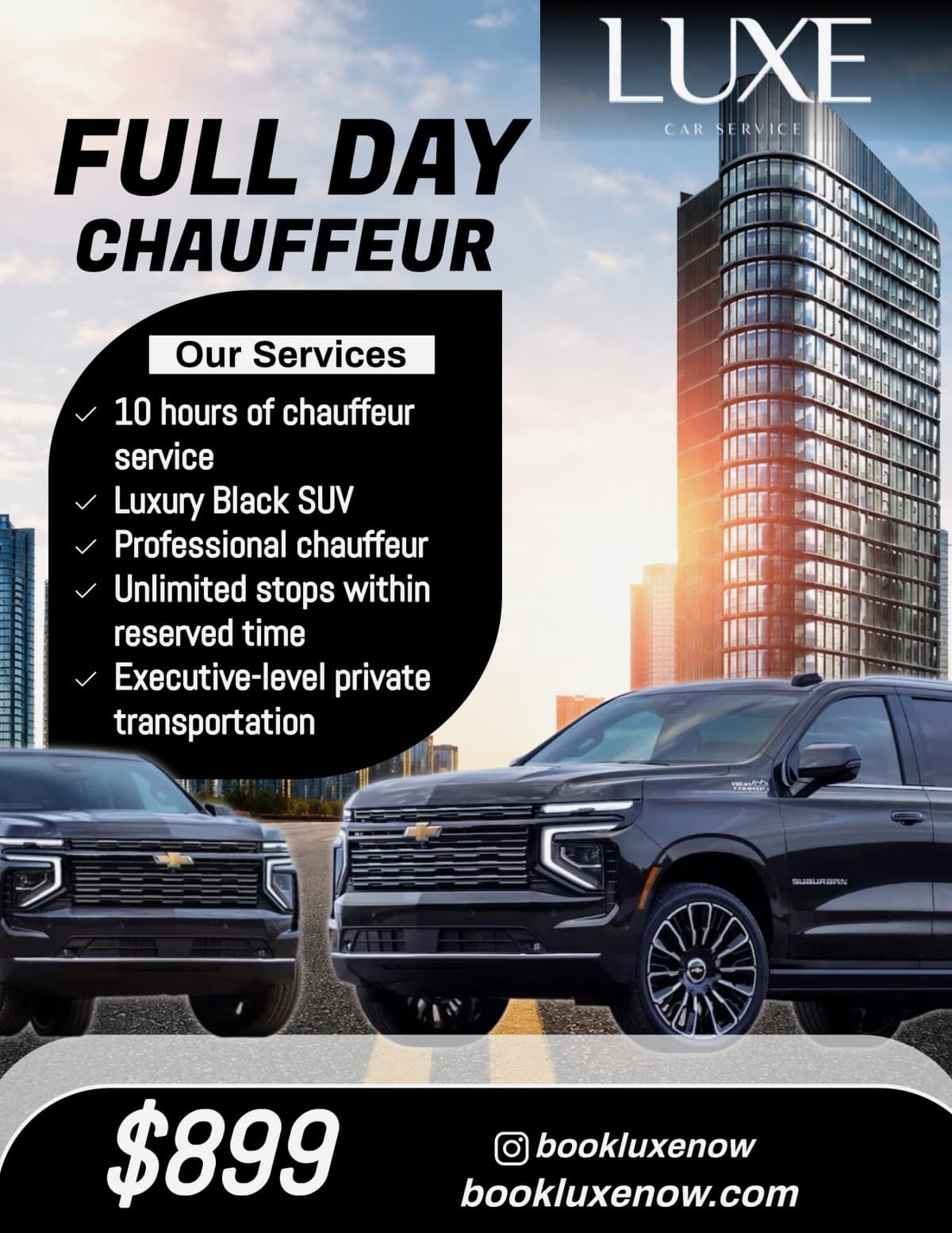 Luxe Car Service Launches Flat-Rate Full-Day Chauffeur Package at $899
